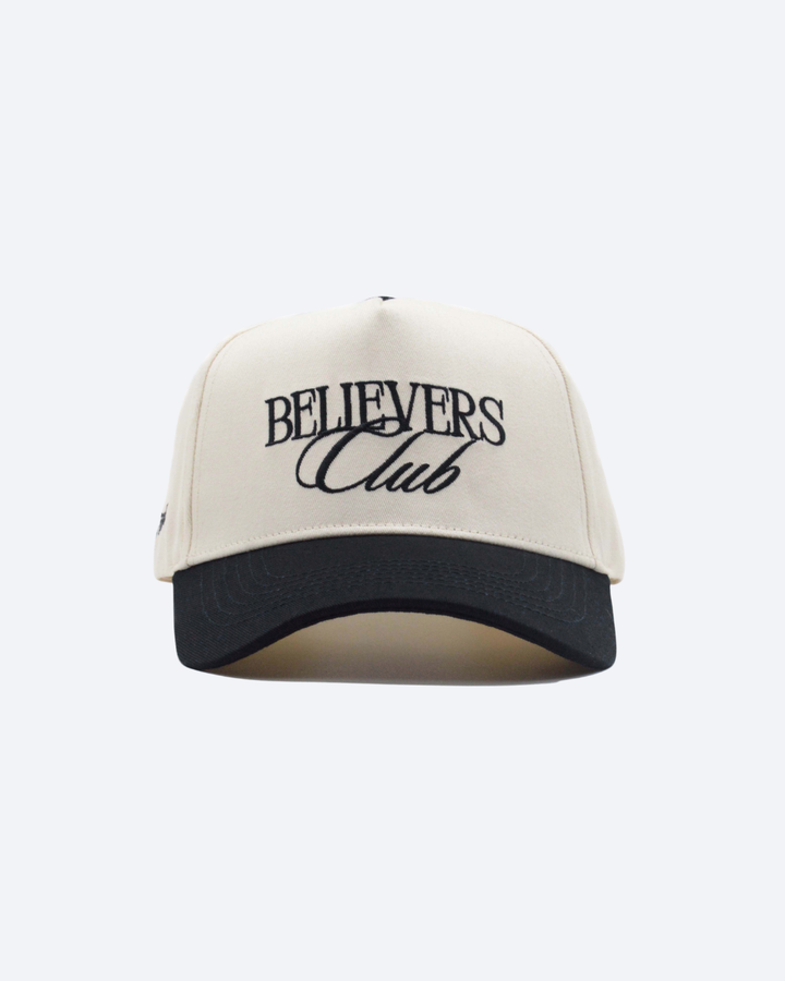 Believers Club Trucker Cap – Ivory & Black