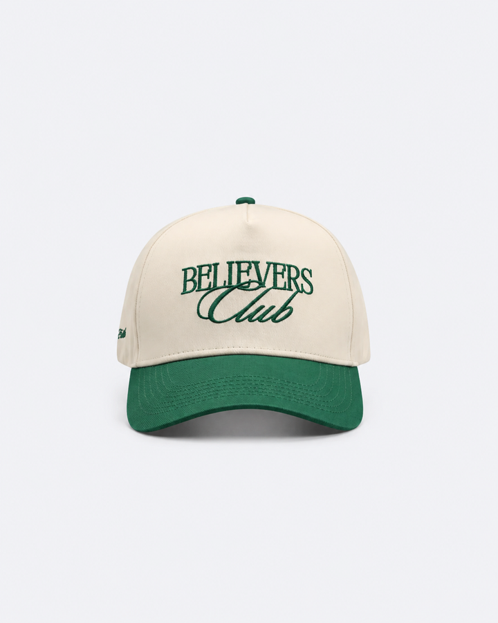 Believers Club Trucker Cap – Ivory & Green