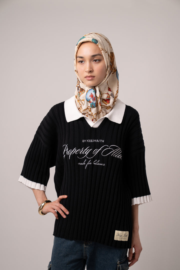 Property of Allah - Black Knit Polo
