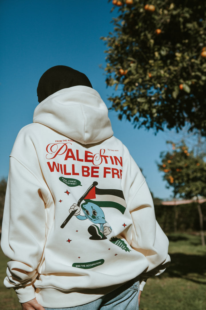Palestine Will Be Free – Off White Hoodie