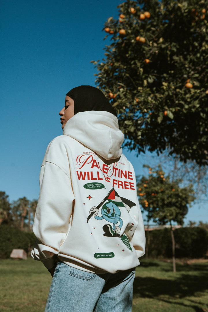 Palestine Will Be Free – Off White Hoodie